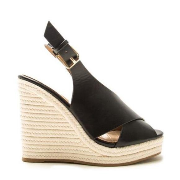 Slingback Espadrille Wedges in Black - Picture 6 of 9
